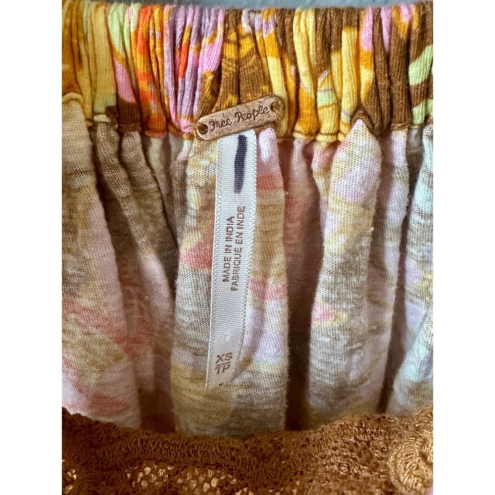 Free People Bali Moroccan Floral Tunic Top Crochet Tie Strap Sleeveless Boho XS‎ - Picture 4 of 6